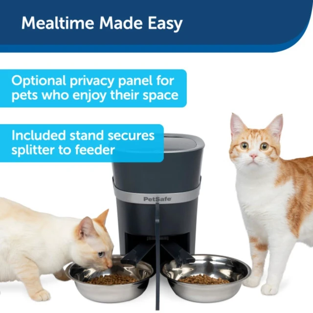Alt view image 5 of 6 - 2-Pet Meal Splitter with Bowl - Designed for PetSafe Smart Feed and Healthy Pet Simply Feed Automatic Cat Feeder - No-Mess Food Dispensing - Includes Privacy Panel