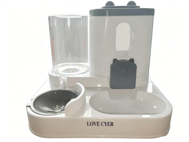 Main image of 2-in-1 Automatic Pet Feeder, 1600ml Food Dispenser with 800ml Water Dispenser for Cats and Dogs, Going Out at Home (Grey)