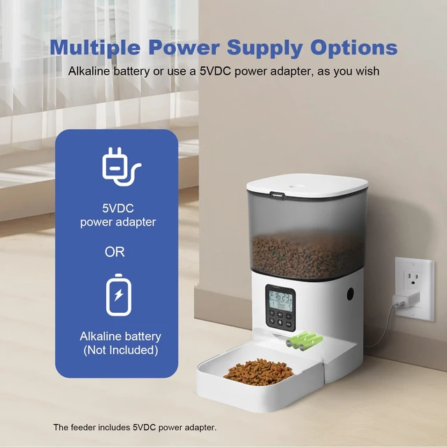 Alt view image 3 of 7 - Automatic Cat Feeder,4L Timed CatDog Dry Food Dispenser | Easy to Setup and Clean,Sealed Ring,10s Voice Recorder,8 Meals daily,Precise Portion,Dual Power Supply,Power-off Memory