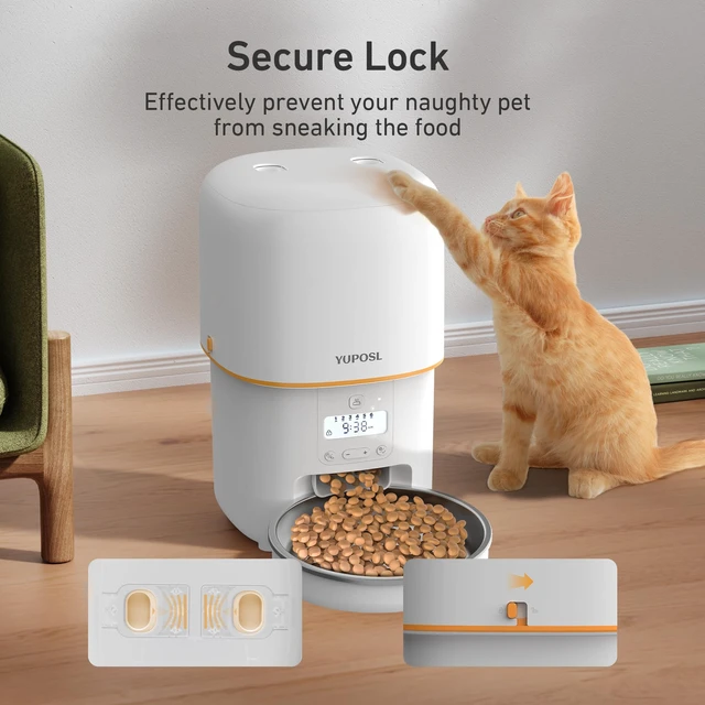 Alt view image 3 of 7 - Automatic Cat Feeder, 3L Cat Food Dispenser with Anti-Jam Design, Over 180-day Battery Life, 1-6 Meals Per Day with Stainless Steel Cat Bowl, Keep Dry Food Fresh, Timed Pet Feeder Also for Small Dog