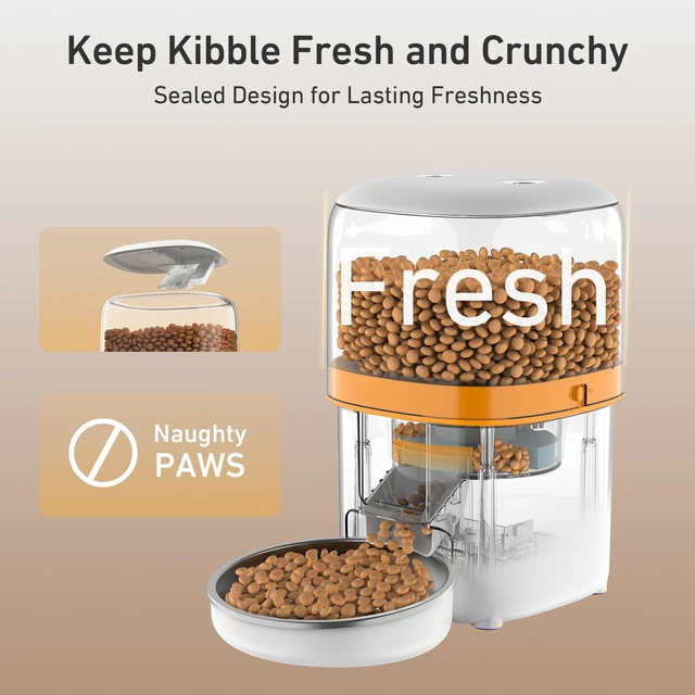 Alt view image 4 of 7 - Automatic Cat Feeder, 3L Cat Food Dispenser with Anti-Jam Design, Over 180-day Battery Life, 1-6 Meals Per Day with Stainless Steel Cat Bowl, Keep Dry Food Fresh, Timed Pet Feeder Also for Small Dog