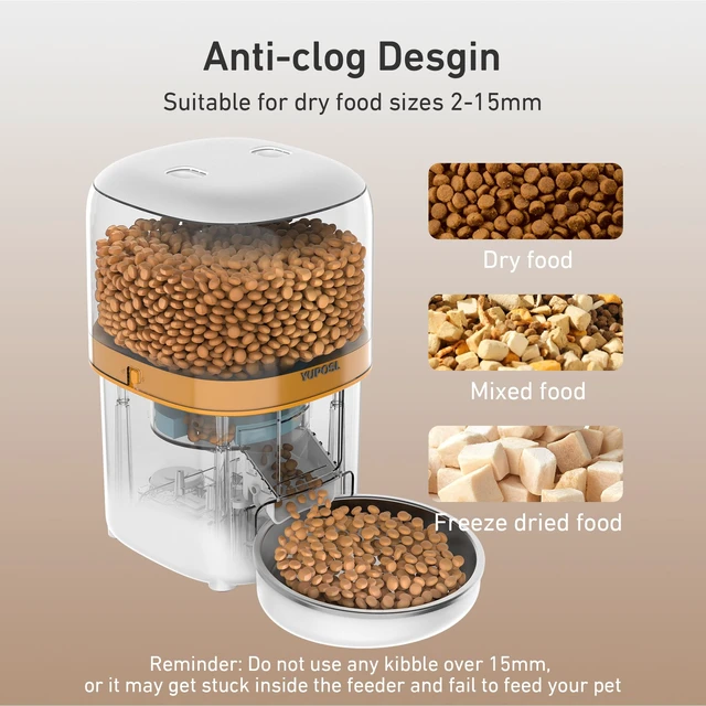 Alt view image 5 of 7 - Automatic Cat Feeder, 3L Cat Food Dispenser with Anti-Jam Design, Over 180-day Battery Life, 1-6 Meals Per Day with Stainless Steel Cat Bowl, Keep Dry Food Fresh, Timed Pet Feeder Also for Small Dog