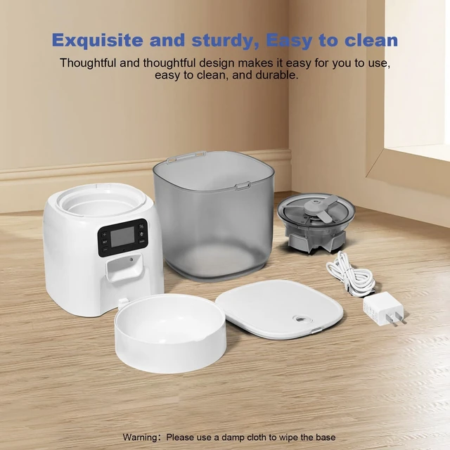Alt view image 4 of 7 - Automatic Cat Feeder, Timed CatDog Dry Food Dispenser | 3L,Easy to Setup and Clean,10s Voice Recorder,8 Meals daily,Precise Portion,Dual Power Supply,Power-off Memory