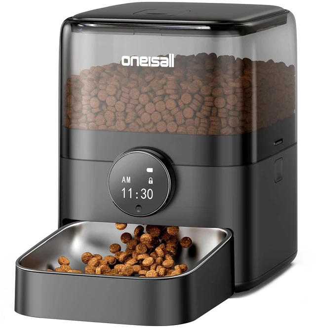 Main image of Automatic Cat Feeder for Large Kibble and Snacks, 12 Cups/3L Timed Pet Feeder for Cats Indoor, Programmable Dry Food Dispenser (Black)