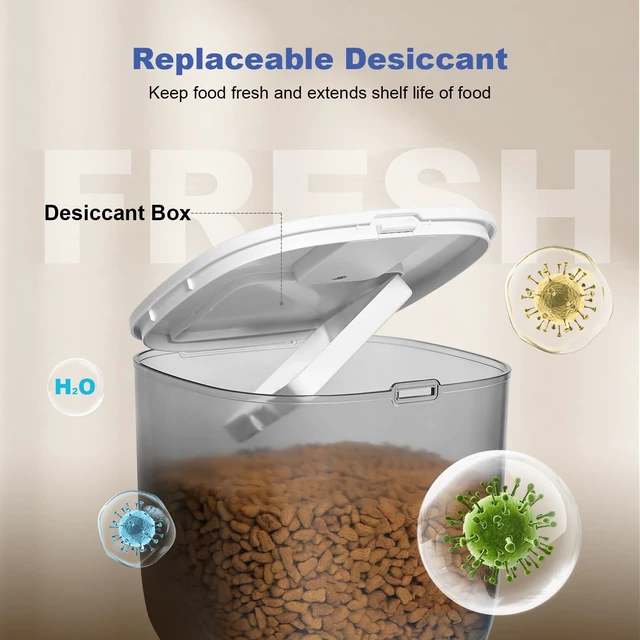 Alt view image 5 of 7 - Automatic Cat Feeder, Timed CatDog Dry Food Dispenser | 3L,Easy to Setup and Clean,10s Voice Recorder,8 Meals daily,Precise Portion,Dual Power Supply,Power-off Memory