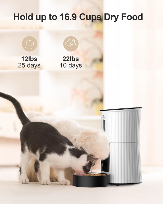 Alt view image 5 of 7 - WiFi Automatic Cat Feeder - 4L Dry Food Dispenser for Cats and Dogs | App Control, 10 Meals Daily, Dual Power Supply, 10-Second Voice Recorder, with Desiccant Bag