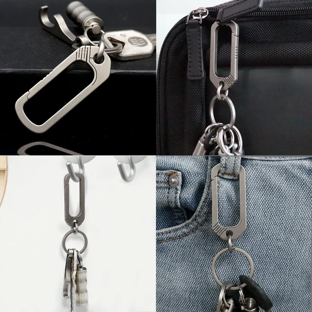Alt view image 2 of 7 - Titanium Belt Loop Keychain Heavy Duty Quick Release Spring Snap Link Hook with Key Rings EDC Keychain Clip Gifts for Him