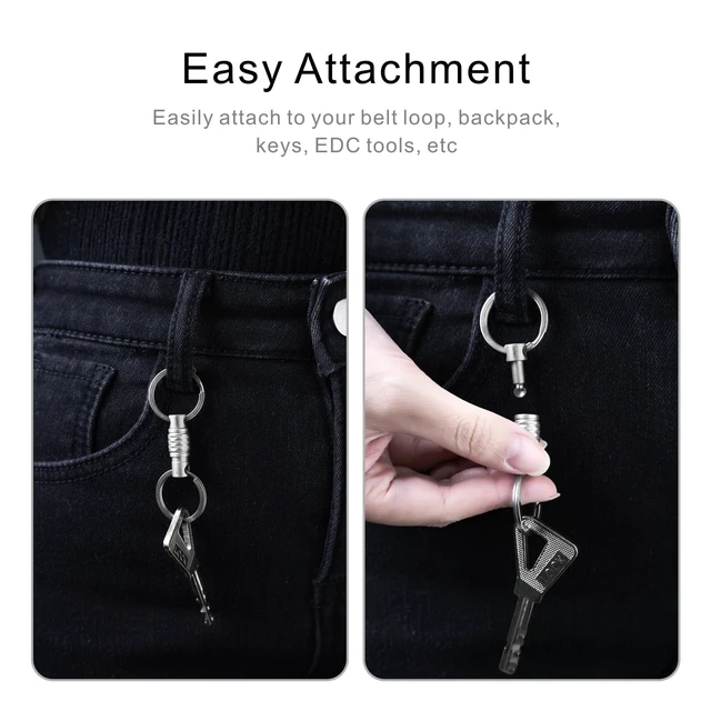 Alt view image 5 of 6 - Quick Release Keychain 1 Pack, Titanium Key Ring Detachable Heavy Duty Keyring Mens Car Key Holder with 2 Stainless Steel Key Rings