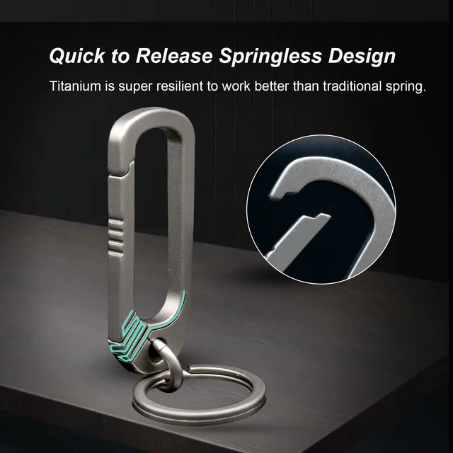 Alt view image 4 of 7 - Titanium Belt Loop Keychain Heavy Duty Quick Release Spring Snap Link Hook with Key Rings EDC Keychain Clip Gifts for Him
