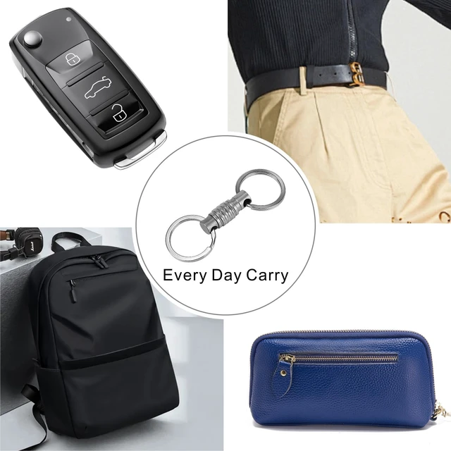 Alt view image 6 of 6 - Quick Release Keychain 1 Pack, Titanium Key Ring Detachable Heavy Duty Keyring Mens Car Key Holder with 2 Stainless Steel Key Rings