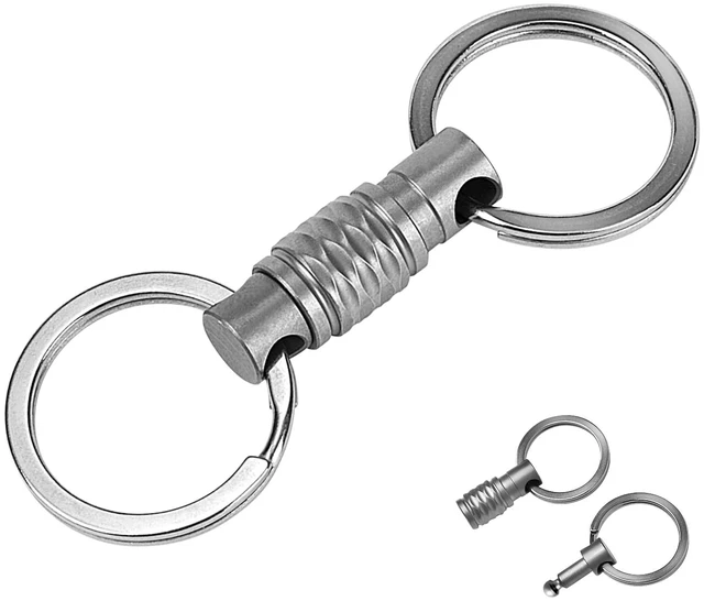 Main image of Quick Release Keychain 1 Pack, Titanium Key Ring Detachable Heavy Duty Keyring Mens Car Key Holder with 2 Stainless Steel Key Rings