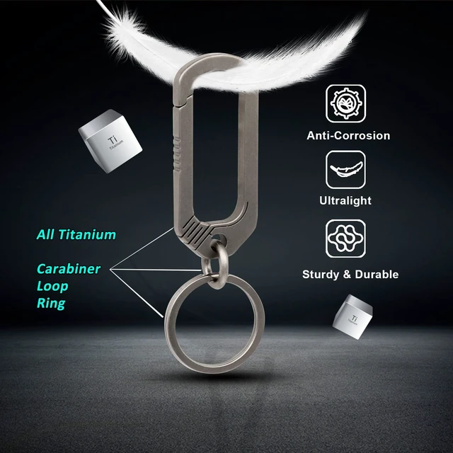 Alt view image 5 of 7 - Titanium Belt Loop Keychain Heavy Duty Quick Release Spring Snap Link Hook with Key Rings EDC Keychain Clip Gifts for Him