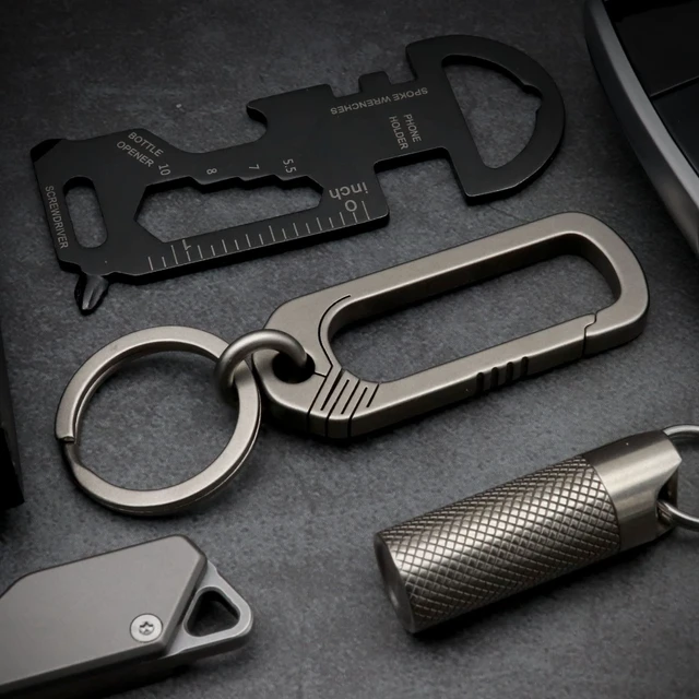 Alt view image 6 of 7 - Titanium Belt Loop Keychain Heavy Duty Quick Release Spring Snap Link Hook with Key Rings EDC Keychain Clip Gifts for Him
