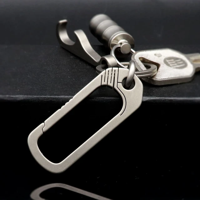 Alt view image 7 of 7 - Titanium Belt Loop Keychain Heavy Duty Quick Release Spring Snap Link Hook with Key Rings EDC Keychain Clip Gifts for Him