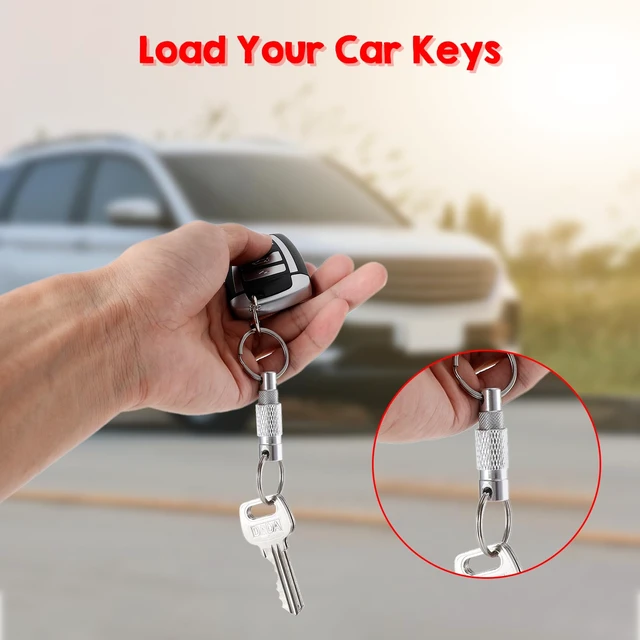 Alt view image 5 of 7 - Quick Release Keychain for Men, Detachable Keychains Quick Release, Pull Apart Keyring with 2 Split Rings, Metal Safety Keychain for Car Purse Bag Accessories (Black Silver, 2Pack)