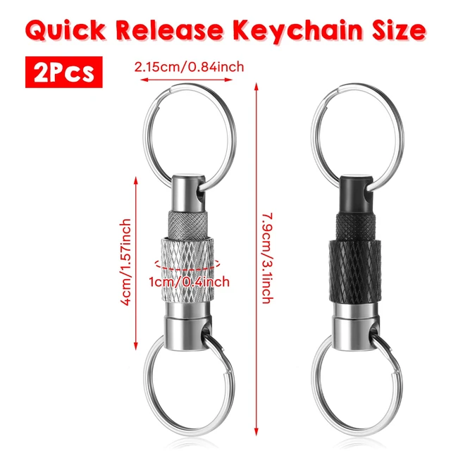 Alt view image 2 of 7 - Quick Release Keychain for Men, Detachable Keychains Quick Release, Pull Apart Keyring with 2 Split Rings, Metal Safety Keychain for Car Purse Bag Accessories (Black Silver, 2Pack)