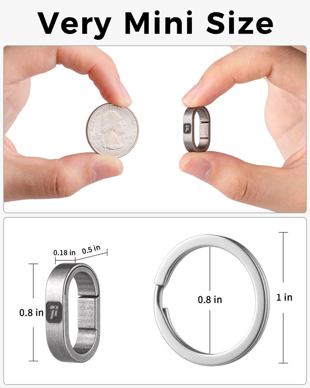 Alt view image 4 of 6 - Titanium Small Key Chain Rings, Nail-friendly Side-Open Design | Very Mini, Titanium Ultra Light and Durable, Rust & Wear Resistant, for Keys Zipper Bag Daily Carry