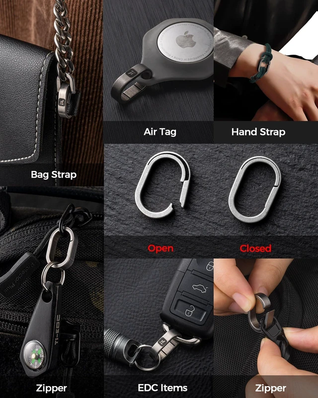 Alt view image 5 of 6 - Titanium Small Key Chain Rings, Nail-friendly Side-Open Design | Very Mini, Titanium Ultra Light and Durable, Rust & Wear Resistant, for Keys Zipper Bag Daily Carry