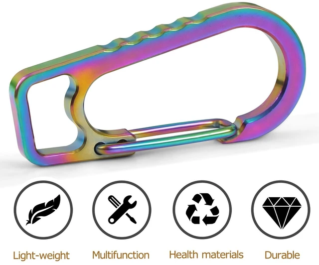 Alt view image 2 of 7 - Titanium Heavy Duty Carabiner Keychain, EDC Quick Release Hooks with Titanium Key Ring Set for Men Women (Multicolor)