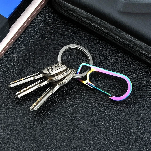 Alt view image 4 of 7 - Titanium Heavy Duty Carabiner Keychain, EDC Quick Release Hooks with Titanium Key Ring Set for Men Women (Multicolor)