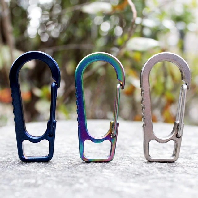 Alt view image 6 of 7 - Titanium Heavy Duty Carabiner Keychain, EDC Quick Release Hooks with Titanium Key Ring Set for Men Women (Multicolor)