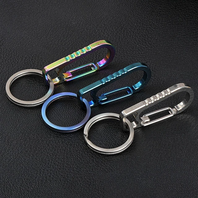 Alt view image 5 of 7 - Titanium Heavy Duty Carabiner Keychain, EDC Quick Release Hooks with Titanium Key Ring Set for Men Women (Multicolor)