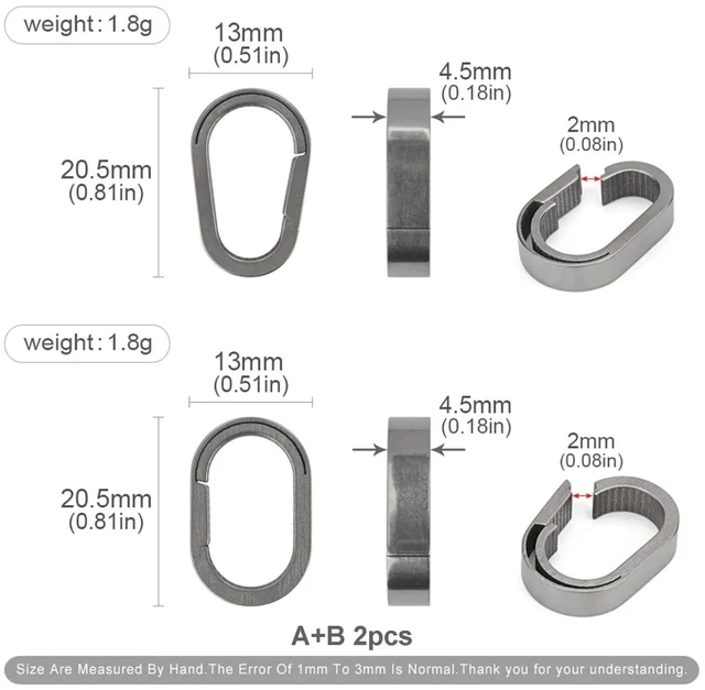 Alt view image 4 of 7 - Titanium Mini Key Chain Rings, Quick Release Keychain Clip, Small Carabiner | 2 Pack Key Holder, Lightweight Durable Rust, EDC Connector for Men Women, Keys for Car Bag Fobs MultiTools (A + B)