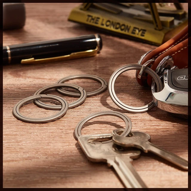 Alt view image 6 of 7 - 6 Pack Titanium Key Rings Side Pushing Quick Release, 28 mm | Labor Saving Side Push, Quick Release, Durable Titanium, Keychains Dog Collar Tags Flashlight Organizer for Men Women