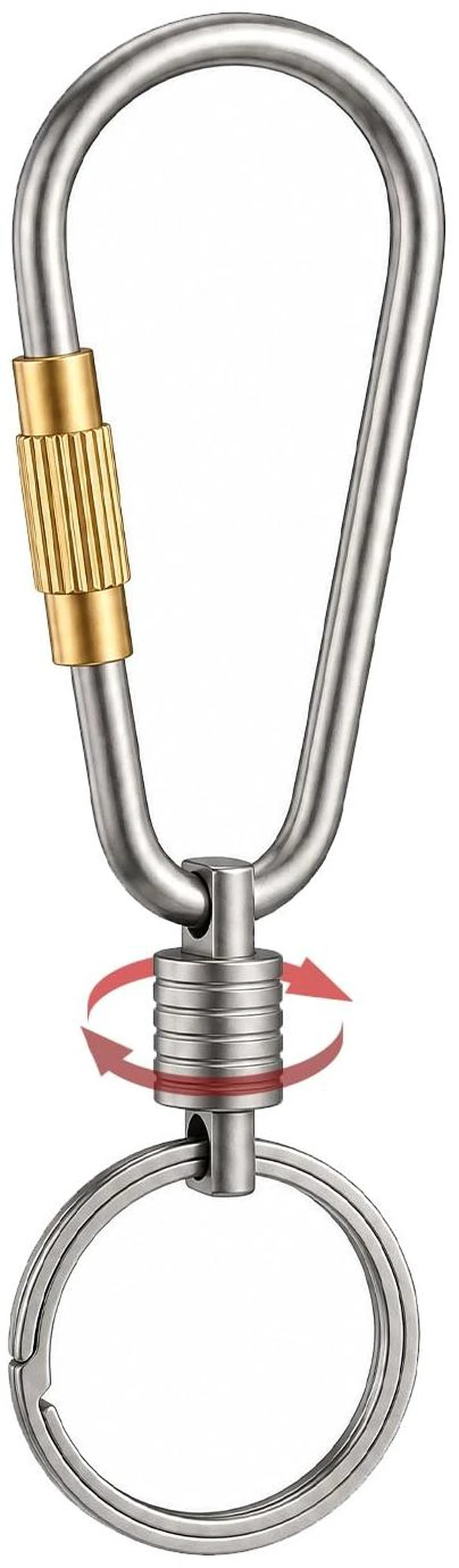 Main image of Mini Titanium Locking Carabiner with 360° Swivel & Side Push Key Ring | Ultra-Light Carabiner for Keys, Easy Open Key Ring, Keychain for Men Women, Fits Car Keys, Small Key Holder for Bag, Travel