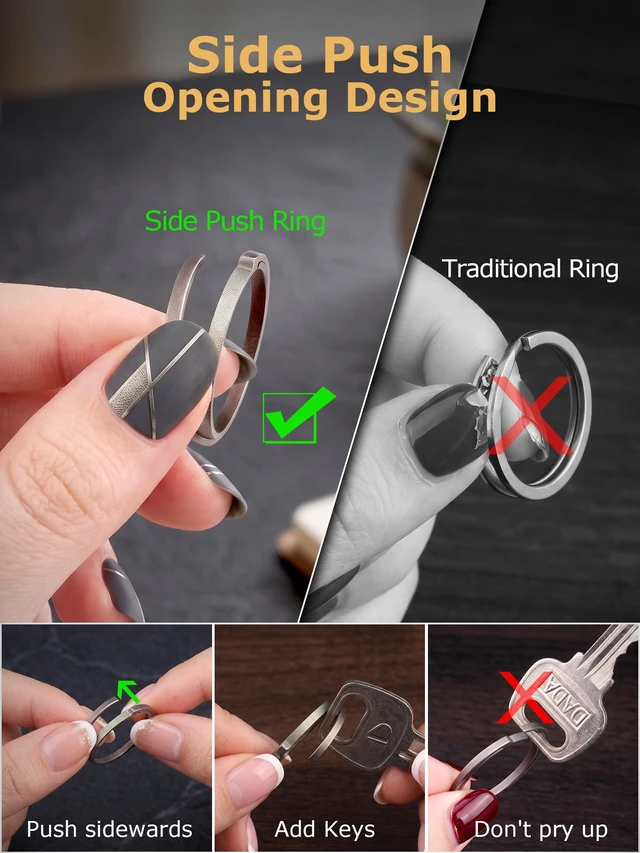Alt view image 4 of 7 - Mini Titanium Locking Carabiner with 360° Swivel & Side Push Key Ring | Ultra-Light Carabiner for Keys, Easy Open Key Ring, Keychain for Men Women, Fits Car Keys, Small Key Holder for Bag, Travel