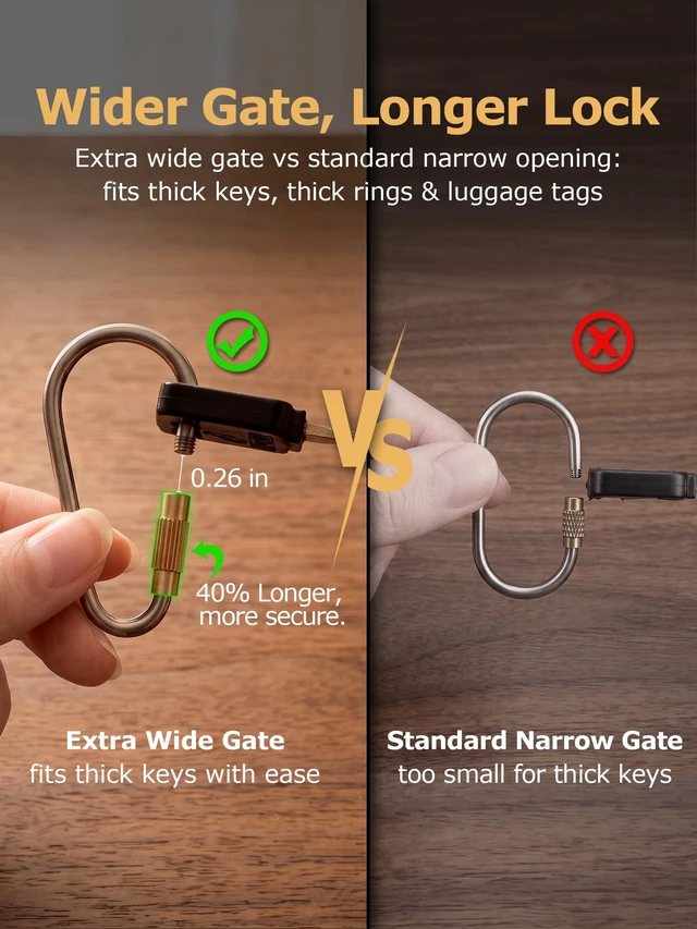 Alt view image 5 of 7 - Mini Titanium Locking Carabiner with 360° Swivel & Side Push Key Ring | Ultra-Light Carabiner for Keys, Easy Open Key Ring, Keychain for Men Women, Fits Car Keys, Small Key Holder for Bag, Travel