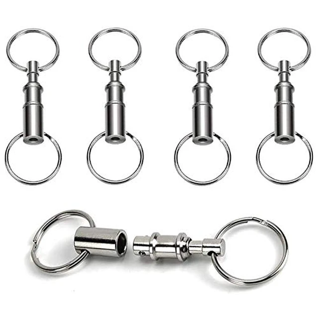Alt view image 2 of 2 - 4 Pack Quick Release Detachable Pull Apart Keychain For unisex-adult, Silver