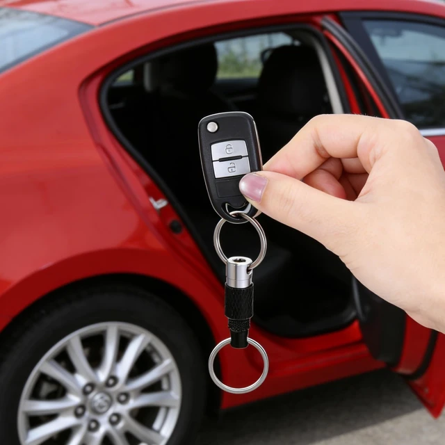 Alt view image 4 of 7 - 3 Pcs Quick Release Keychain, Detachable Key Ring Quickly Pull Apart Car Keys Holder Quick Disconnect Safety Keychains for Car Purse Bag Accessories (Black)
