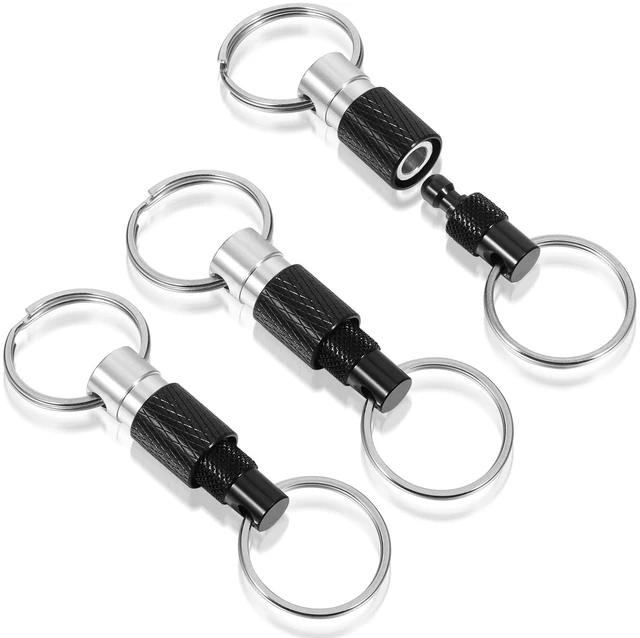 Main image of 3 Pcs Quick Release Keychain, Detachable Key Ring Quickly Pull Apart Car Keys Holder Quick Disconnect Safety Keychains for Car Purse Bag Accessories (Black)
