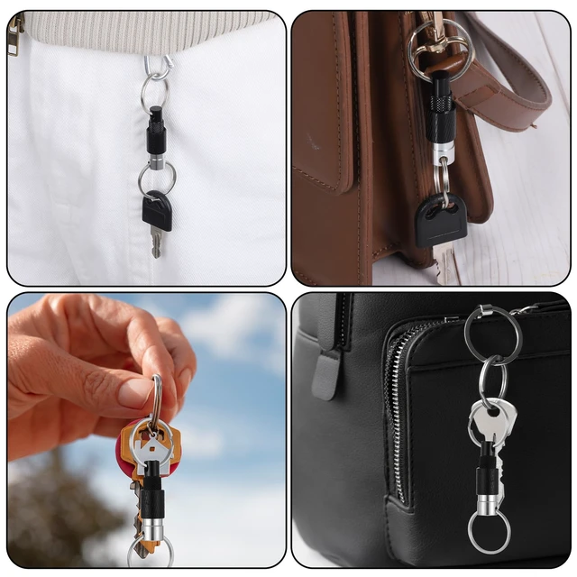 Alt view image 5 of 7 - 3 Pcs Quick Release Keychain, Detachable Key Ring Quickly Pull Apart Car Keys Holder Quick Disconnect Safety Keychains for Car Purse Bag Accessories (Black)