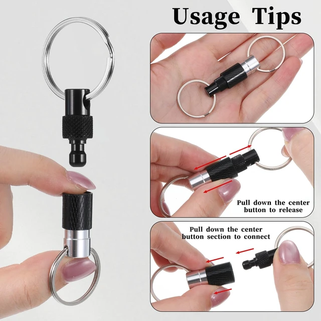 Alt view image 6 of 7 - 3 Pcs Quick Release Keychain, Detachable Key Ring Quickly Pull Apart Car Keys Holder Quick Disconnect Safety Keychains for Car Purse Bag Accessories (Black)