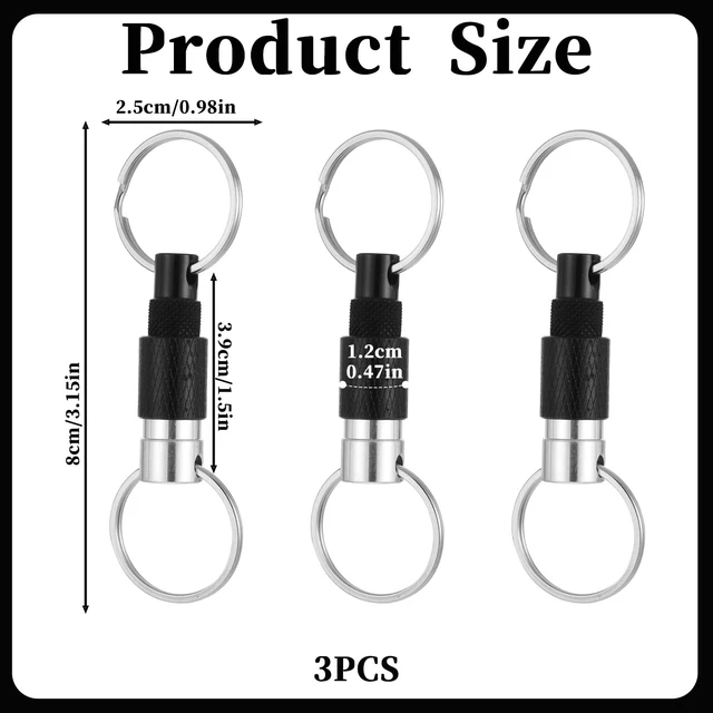 Alt view image 7 of 7 - 3 Pcs Quick Release Keychain, Detachable Key Ring Quickly Pull Apart Car Keys Holder Quick Disconnect Safety Keychains for Car Purse Bag Accessories (Black)