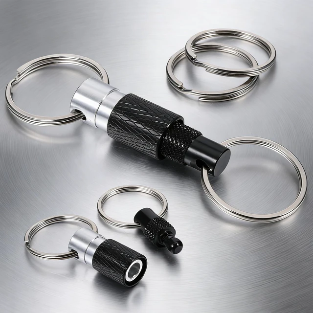 Alt view image 3 of 7 - 3 Pcs Quick Release Keychain, Detachable Key Ring Quickly Pull Apart Car Keys Holder Quick Disconnect Safety Keychains for Car Purse Bag Accessories (Black)