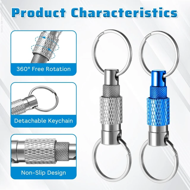 Alt view image 4 of 7 - Quick Release Keychain for Men, Quick Release Keychain Link Multi Pack(Black Silver Red Dark Blue)
