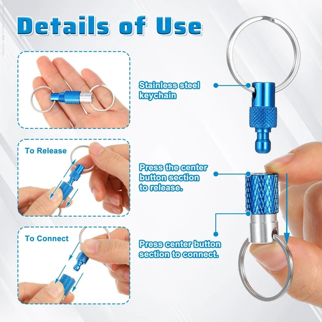 Alt view image 5 of 7 - Quick Release Keychain for Men, Quick Release Keychain Link Multi Pack(Black Silver Red Dark Blue)