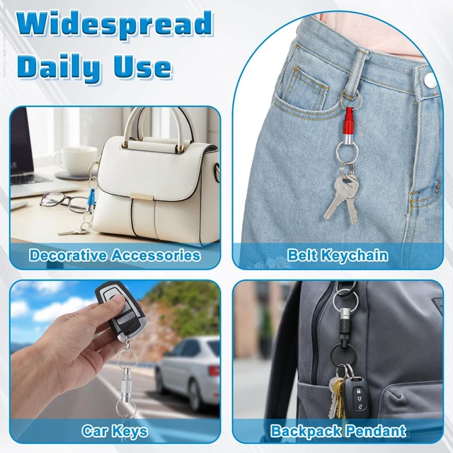 Alt view image 7 of 7 - Quick Release Keychain for Men, Quick Release Keychain Link Multi Pack(Black Silver Red Dark Blue)
