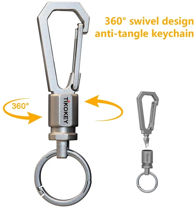 Alt view image 2 of 7 - Carabiner Keychain with Detachable Keyring Lightweight Titanium Swivel Clip EDC Utility Keychain, Quick Release Key Holder for Men & Women