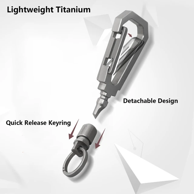 Alt view image 3 of 7 - Carabiner Keychain with Detachable Keyring Lightweight Titanium Swivel Clip EDC Utility Keychain, Quick Release Key Holder for Men & Women