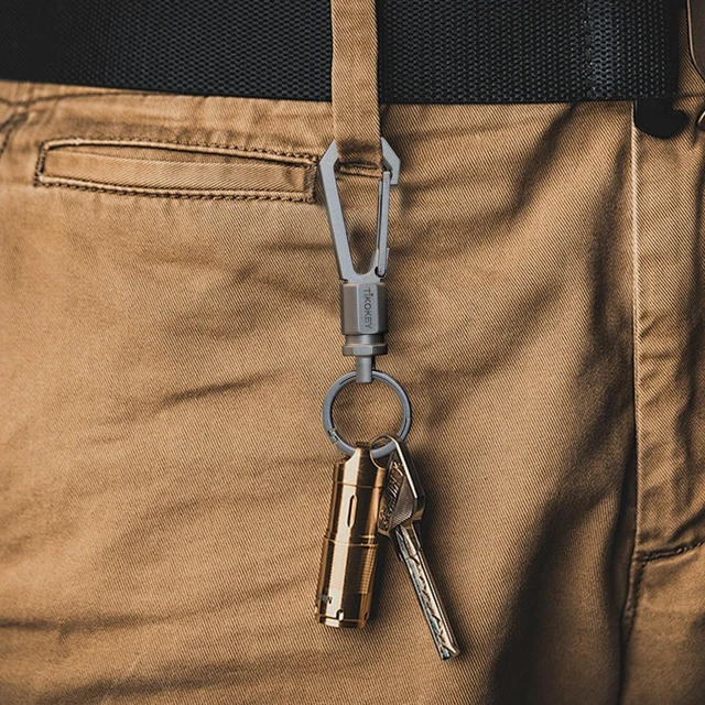 Alt view image 5 of 7 - Carabiner Keychain with Detachable Keyring Lightweight Titanium Swivel Clip EDC Utility Keychain, Quick Release Key Holder for Men & Women