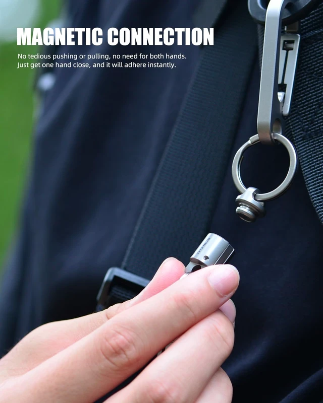 Alt view image 5 of 7 - Titanium Magnetic Key Holder, Quick Release Keychain, Detachable Magnetic Keychain, Safely Lock System, 360 °,Pull Apart Key Rings for Men Women