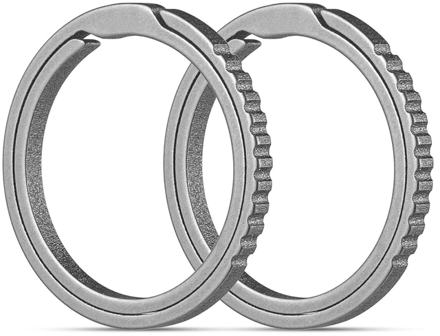 Main image of Titanium Keychain Rings,Carabiner Dog Tag Key Chain Rings Grey K22*2 | Split Side Pushing Key ring Heavy Duty Small Keyring