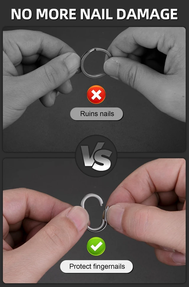 Alt view image 7 of 7 - Titanium Key Ring Side Pushing, Small Keychain Connector, 2 Pcs | Mini EDC Key Ring Quick Release for Men & Women, Everyday Carry, Car Fob, Multitool, Flashlight, Tool, Grey, S