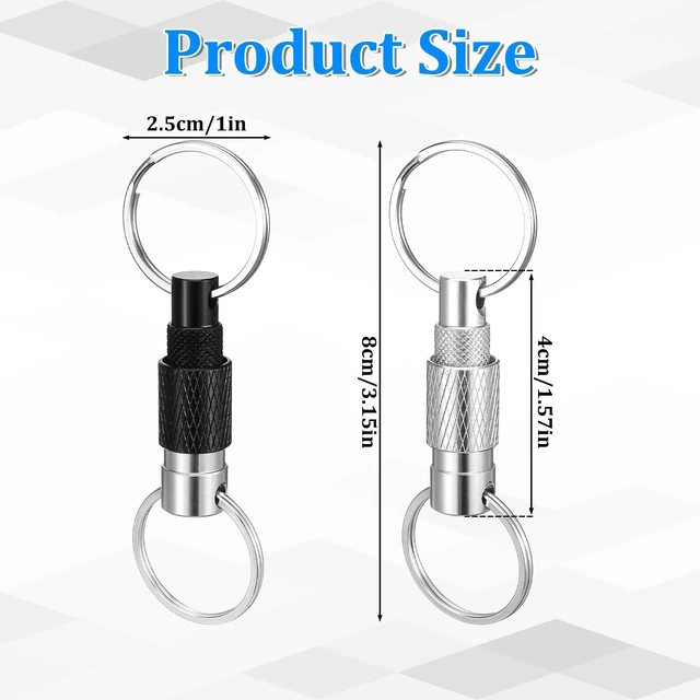 Alt view image 2 of 7 - 2 PCS Quick Release Keychain, Heavy Duty Detachable Key Ring Quick Release, Quick Disconnect Keychain with 2 Split Rings for Car Keys Purse Bag Accessories(Black, Silver)