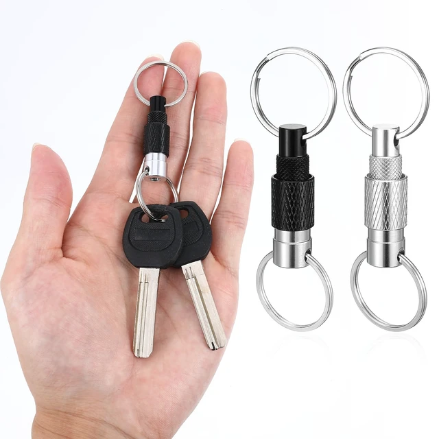 Alt view image 5 of 7 - 2 PCS Quick Release Keychain, Heavy Duty Detachable Key Ring Quick Release, Quick Disconnect Keychain with 2 Split Rings for Car Keys Purse Bag Accessories(Black, Silver)