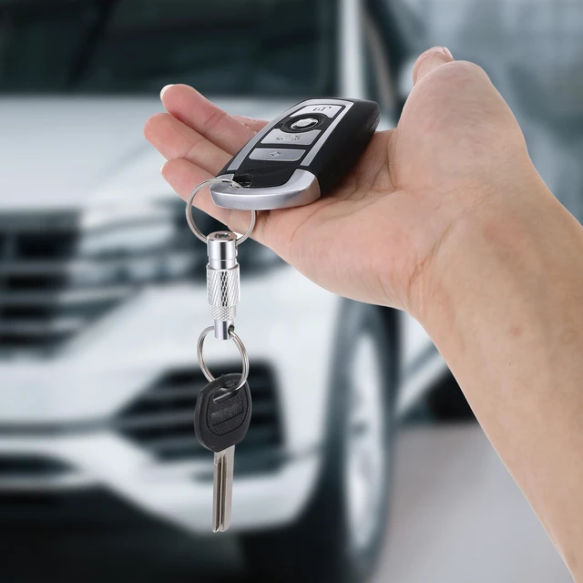 Alt view image 6 of 7 - 2 PCS Quick Release Keychain, Heavy Duty Detachable Key Ring Quick Release, Quick Disconnect Keychain with 2 Split Rings for Car Keys Purse Bag Accessories(Black, Silver)